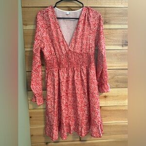 Romantic Cottagecore Floral Smocked Midi Dress Long Sleeve Size M